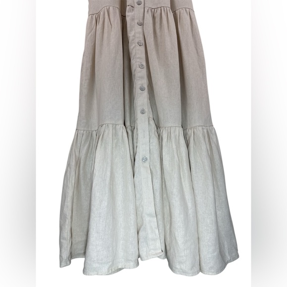 Nicole Miller Tiered Midi Dress Linen Sleeveless Button-Front Lagenlook Sz S - Picture 5 of 10